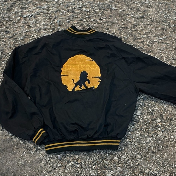 Vintage 90s Disney The Lion King Black Button Bomber Patchwork Jacket Size Large - Picture 1 of 3